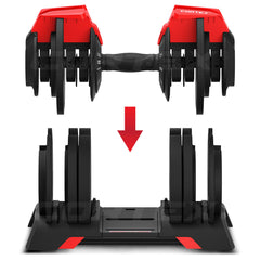 Revolock V2 48kg Adjustable Dumbbell + Barbell + Kettlebell All-in-One Set with Stand (24kg Pair)