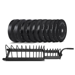 Pro 150kg Black Series Bumper Plate V2 Package with Toaster Rack