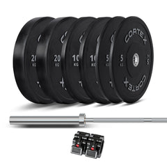 Starter 90kg Black Series Bumper Plate V2 Package with SPARTAN200 Barbell
