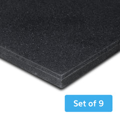 15mm Commercial Bevelled Edge Rubber Gym Tile Mat (1m x 1m) Pack of 9